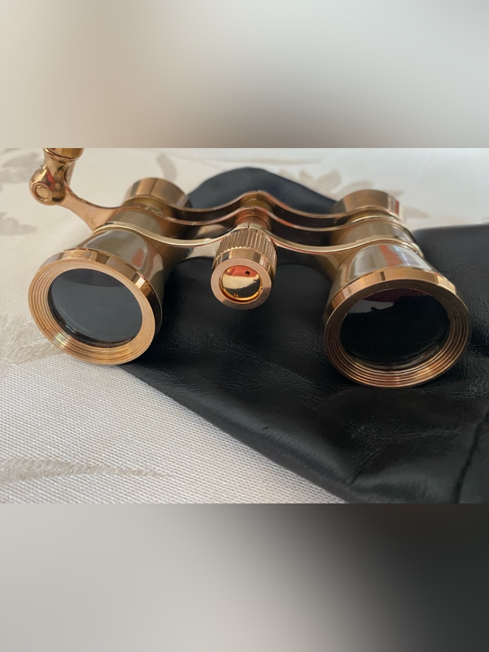 Gold Opera Glasses with Protective Black Case - Elegant Compact Viewfinder